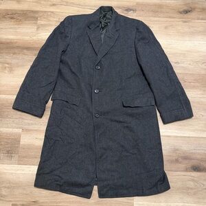 Vtg 50s Men’s L Barron Anderson Wool Herringbone Overcoat Jacket EUC